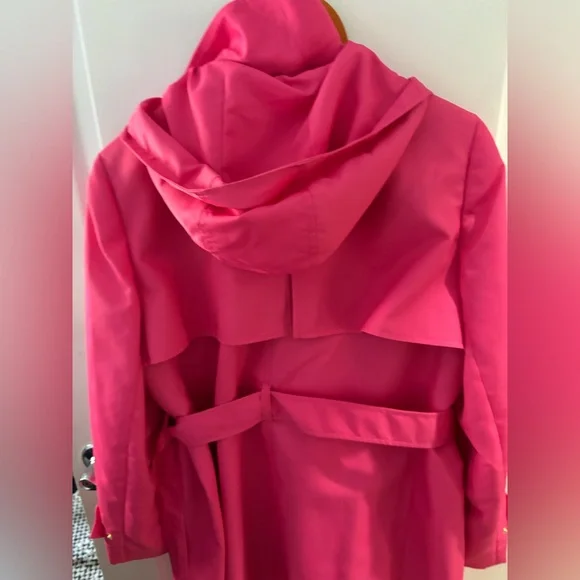 Jcrew Collection neon pink satin shiny trench coat 16 - Picture 6 of 9